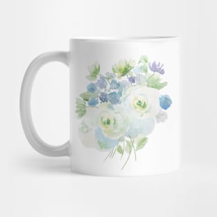 abstract green and blue flowers arrangement Mug